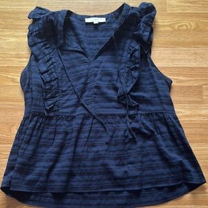 Navy Ruffled Women's Top